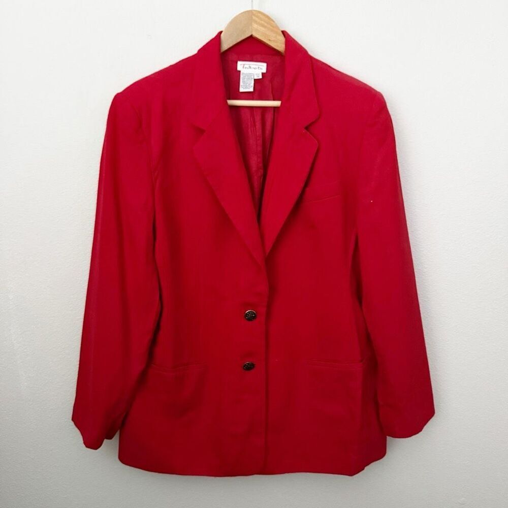 TALBOTS | Vintage Red Blazer Coat Jacket Suit Long 100% Wool Fully Lined | 18